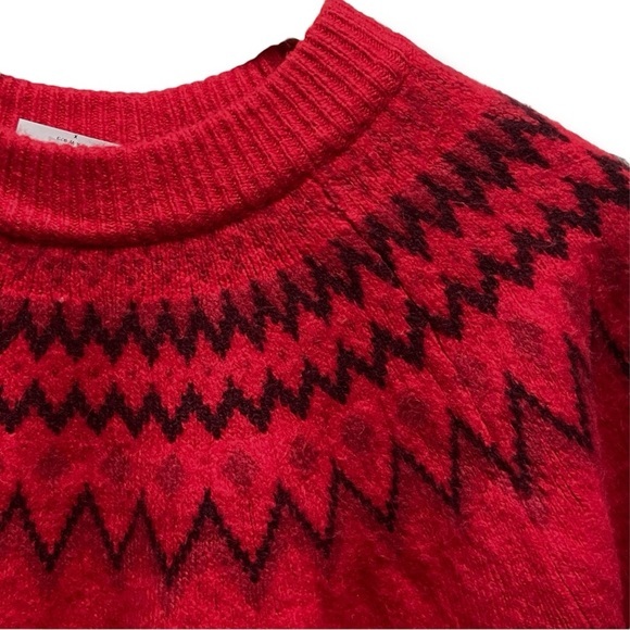 Red Fair Isle Crew Neck Women’s Sweater - Picture 2 of 5